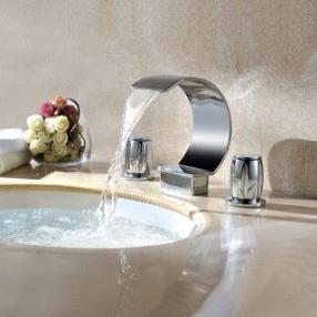 Contemporary Gold Plated three sets of bathroom sink faucet At FaucetsDeal.com