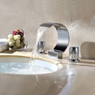 Contemporary Gold Plated three sets of bathroom sink faucet At FaucetsDeal.com