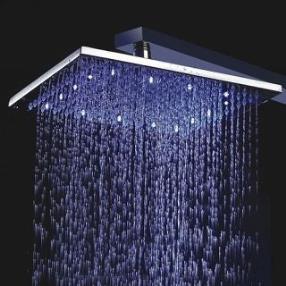 10 Inch Brass Shower Head with LED Light--FaucetSuperDeal.com