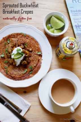 Gluten Free Buckwheat Sprouts Crepes with Spiced Potato Hash