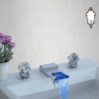 Contemporary Ceramic Valve Widespread LED Chrome Waterfall Two Handles Bathroom Sink Faucet--Faucetsdeal.com