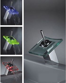 Color Changing LED Waterfall Bathroom Sink Faucet-- FaucetSuperDeal.com