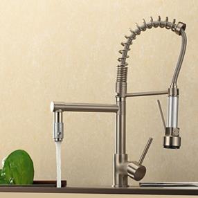 Contemporary High-Pressure Nickle Brushed Kitchen Faucet--FaucetSuperDeal.com