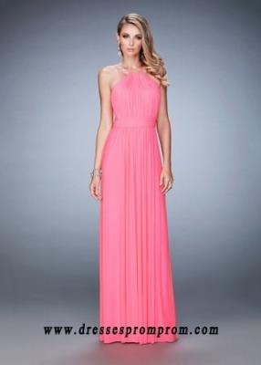 2016 Statuesque Flamingo Pink Beaded Straps Gathered Pageant Dresses