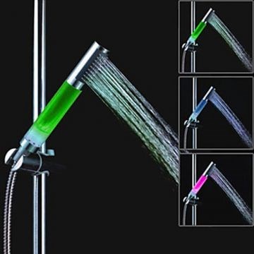 A Grade ABS Chrome Columnar Color Changing LED Handheld Shower head--Faucetsmall.com