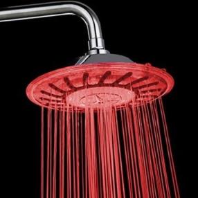 7 Colors Changing LED Chrome Finish Contemporary Shower Head of 8 inch--Faucetsmall.com