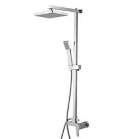 Contemporary Chrome Shower Faucet with 8 inch Shower Head and Hand Shower--Faucetsmall.com