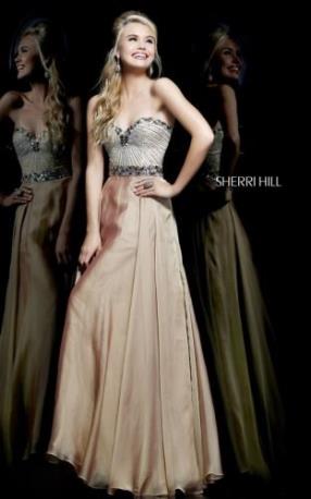 Sherri Hill Sequins Evening Gown Nude Strapless 1923 - www.darlingpromgown.com