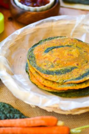 Kale and Carrot Whole Wheat Flat Bread Recipe - ChefDeHome.com