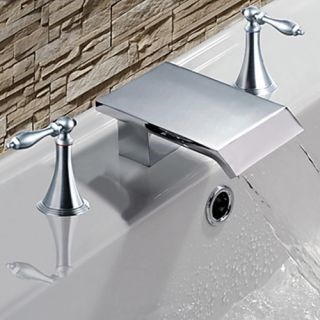 Contemporary Waterfall Chrome Two Handles Bathroom Sink Faucets--Faucetsdeal.com