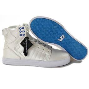 Supra Skytop - Cream Blue Men Size Supra Skate Shoes 