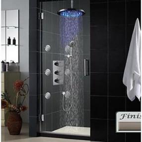 LED 8 Inch Luxury Solid Brass Concealed Thermostatic Rainfall Shower Faucet--Faucetsmall.com