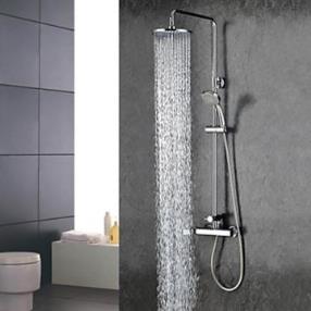 Chrome Finish Contemporary Widespread Two Handles Rainfall Shower Faucet--Faucetsmall.com