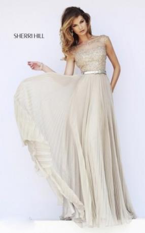 2015 Sherri Hill 32131 V-Back Pleated Gown At www.promgowndiscount.com