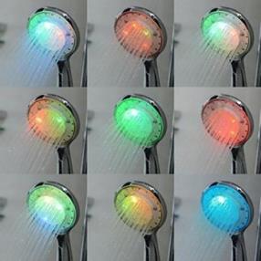 Chrome Finish Multi-color Temperature Controlled LED Hand Shower--Faucetsmall.com