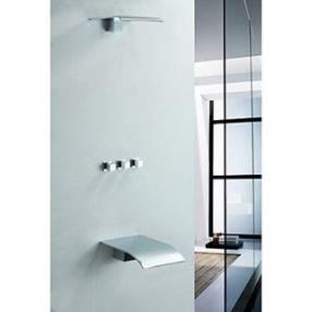 Solid Brass Wall Mount Tub Shower Faucet with Rain Shower Head--FaucetSuperDeal.com