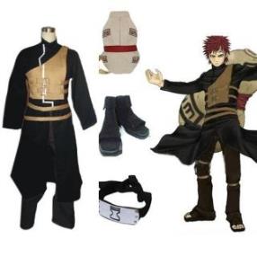 Naruto Shippuden Gaara Cosplay Costume and Accessories Set