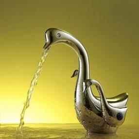 Aquafaucet Swan Vessel Vanity Mixer Tap Chrome Brass Two Handles Bathroom Sink Faucet At FaucetsDeal.com