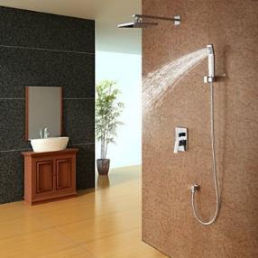 Contemporary Shower Faucet with 8 inch Shower Head and Hand Shower--Faucetsmall.com