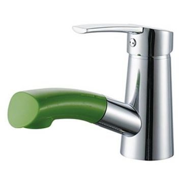 Chrome Finish Contemporary Pullout Spray Single Handle One Hole Centerset Brass Bathroom Sink Faucet--Faucetsmall.com