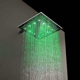 Contemporary Color Changing LED Chrome Shower Faucet Head of 12 inch--FaucetSuperDeal.com