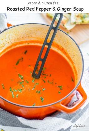 Vegan Roasted Red Pepper and Ginger Soup Recipe - ChefDeHome.com