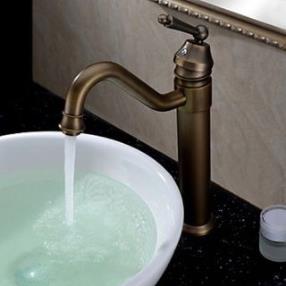 Antique Classic Solid Brass Bathroom Sink Faucet with Pop-up Waste--FaucetSuperDeal.com
