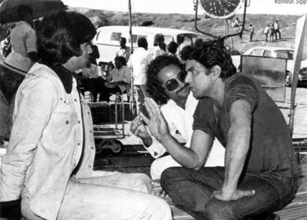 Sholay behind the camera picture of Jai and Veeru
