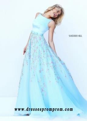 Cheap Sherri Hill 50434 Sleeveless Satin Beaded A Line Gown For Women Style