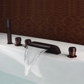 ORB Black Contemporary Chrome Finish Bronze Sidespray Bathtub Faucet --Faucetsdeal.com 