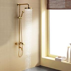 Ti-PVD Wall Mount Rain Handheld Shower Faucet--Faucetsmall.com