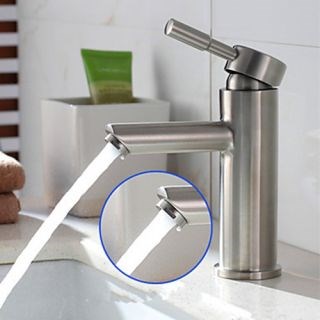 Contemporary Nickel Finish 304 SUS Stainless Steel Single Hole Single Handle Bathroom Sink Faucet--Faucetsdeal.com