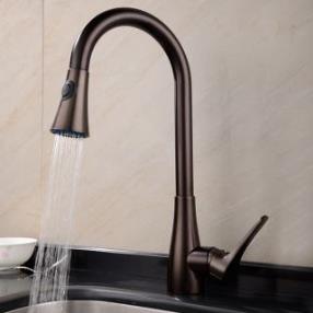 Traditional Oil-rubbed Bronze Finish Deck Mounted Rotatable Pullout Spray Kitchen Faucet  At FaucetsDeal.com
