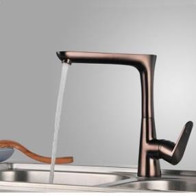One Hole Single Handle Deck Mounted Rotatable Brass Kitchen Faucet At FaucetsDeal.com