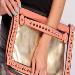 Peach Spike Studded Clear Clutch Handbag
