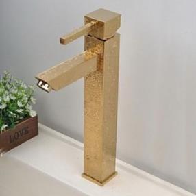 Antique Waterfall Brass Ti-PVD Bathroom Sink Faucet--Faucetsdeal.com