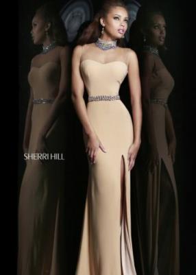 2015 Sherri Hill 4321 Sleeveless Beaded Nude Prom Dress Discount At www.darlingpromgown.com
