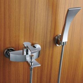Wall Mounted Single Handle Chrome Finish Shower Faucet with Handshower--Faucetsdeal.com