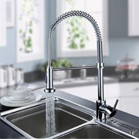 Contemporary Spring Kitchen Faucet - Chrome Finish--Faucetsmall.com