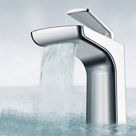 Chrome Finish - Contemporary Unique Waterfall Stainless Steel Bathroom Faucet--Faucetsuperseal.com
