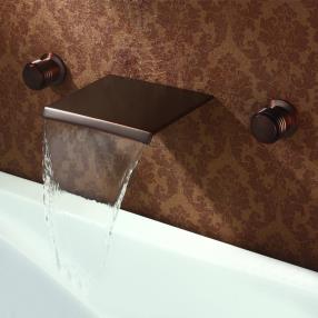 Black bronze ORB wall waterfall bathroom sink faucet