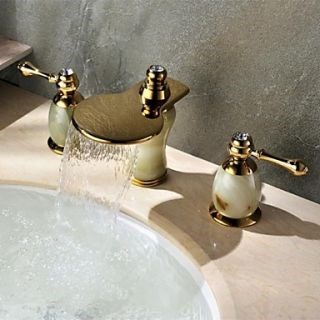Widespread Art Deco Style Brass Waterfall Bathroom Sink Faucet--Faucetsdeal.com