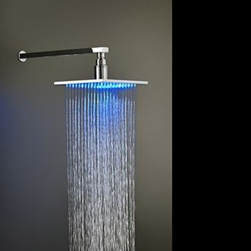 8 Inch Chrome Finish Brass Square LED Rain Shower Head--Faucetsmall.com