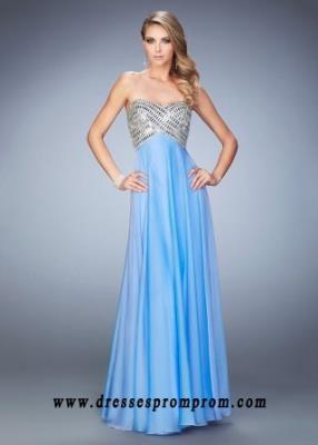La Femme 22334 Classic Metallic Beaded Strapless Prom Gown For Women Style
