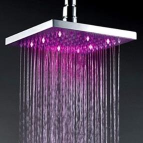 12 Inch Chrome Finish Brass Square LED Rain Shower Head--Faucetsmall.com