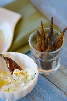 Spicy Baked Okra Fries with Homemade Creole Spice and Lime-Cilantro Dip Recipe - ChefDeHome.com