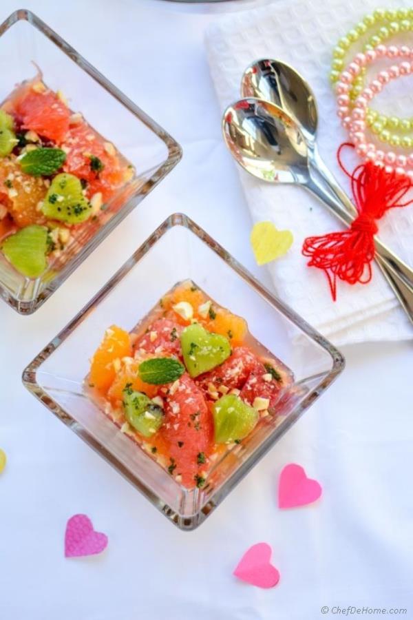 Citrus Kiwi Fruit Salad with Pistachio Minted Sugar Recipe - ChefDeHome.com