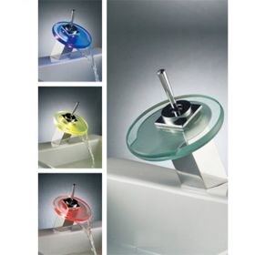 Single Handle Color Changing LED Waterfall Bathroom Sink Faucet--FaucetSuperDeal.com