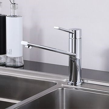 360 Turnable Spout Brass Chrome Single Handle Deck Mounted Countertop Kitchen Faucet--Faucetsmall.com