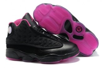  Cheap Womens Nike Air Jordan 13 Black BabyPink Cheap Shoes